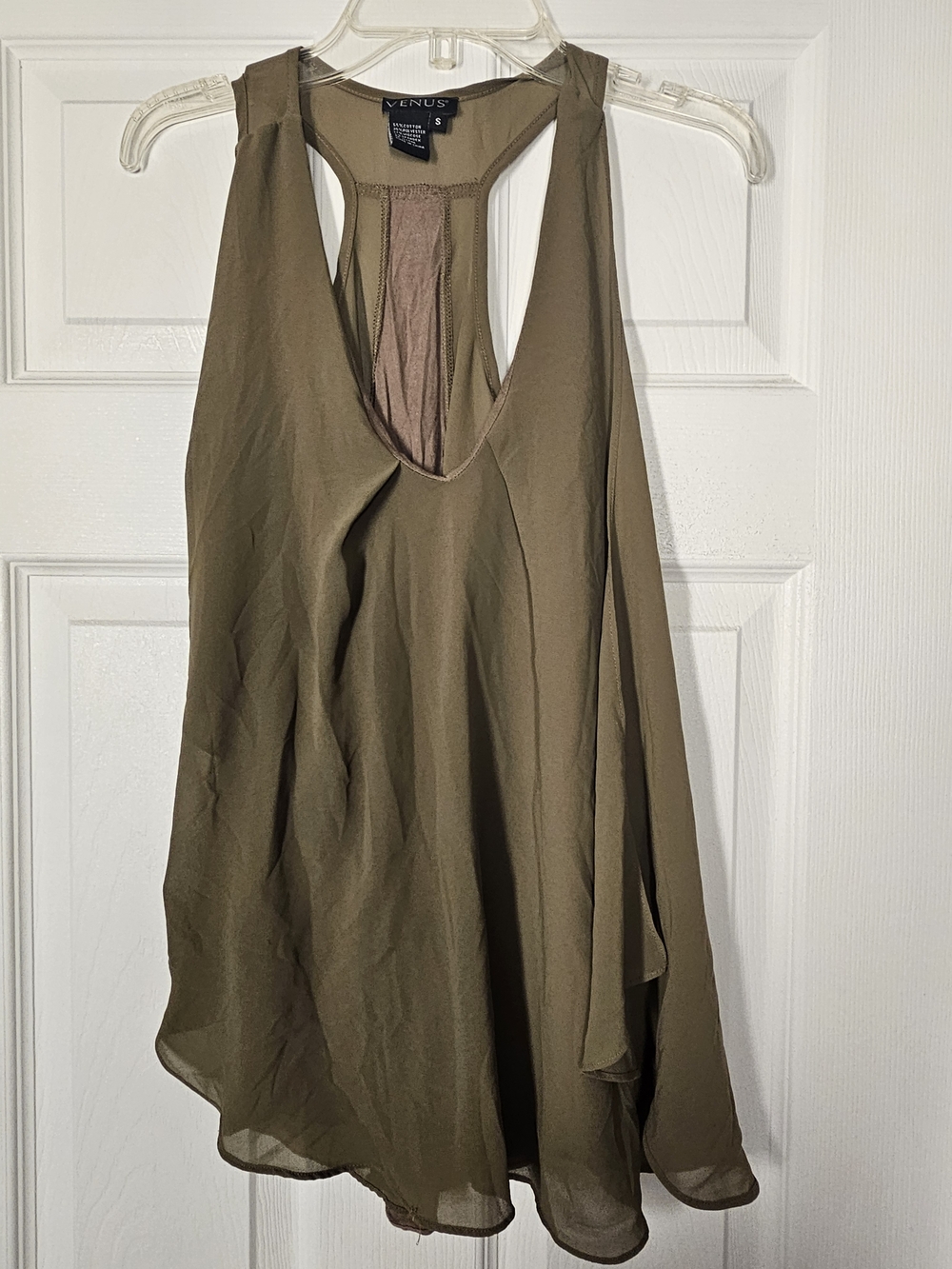 VENUS Olive Green Flowing Racerback Tank S